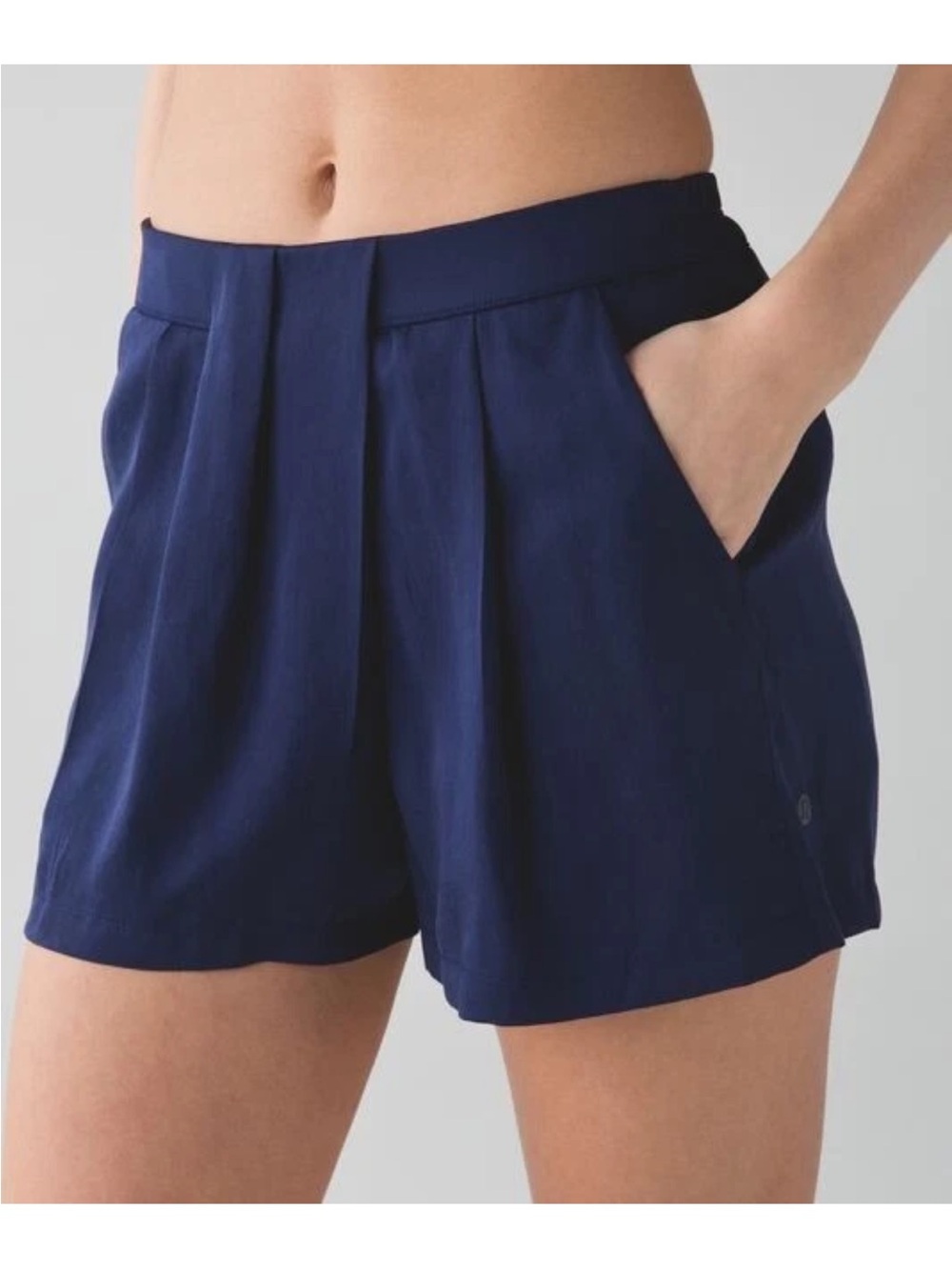 Lululemon Dark Blue Go keepsake Pleated Front Shorts